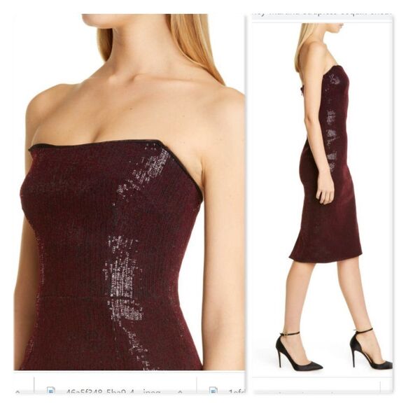 Haney Martina Strapless Sequin Sheath Dress sz 12 - Picture 2 of 12